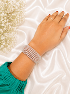 Rose Gold Crystal Cuff Bracelet for Women | Luxury Rhinestone Adjustable Party Bracelet