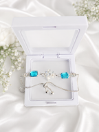 Luxury Crystal Flower Bracelet for Women | Adjustable Silver Plated Bracelet with Emerald Cut Stones | Elegant Party & Gift Jewelry