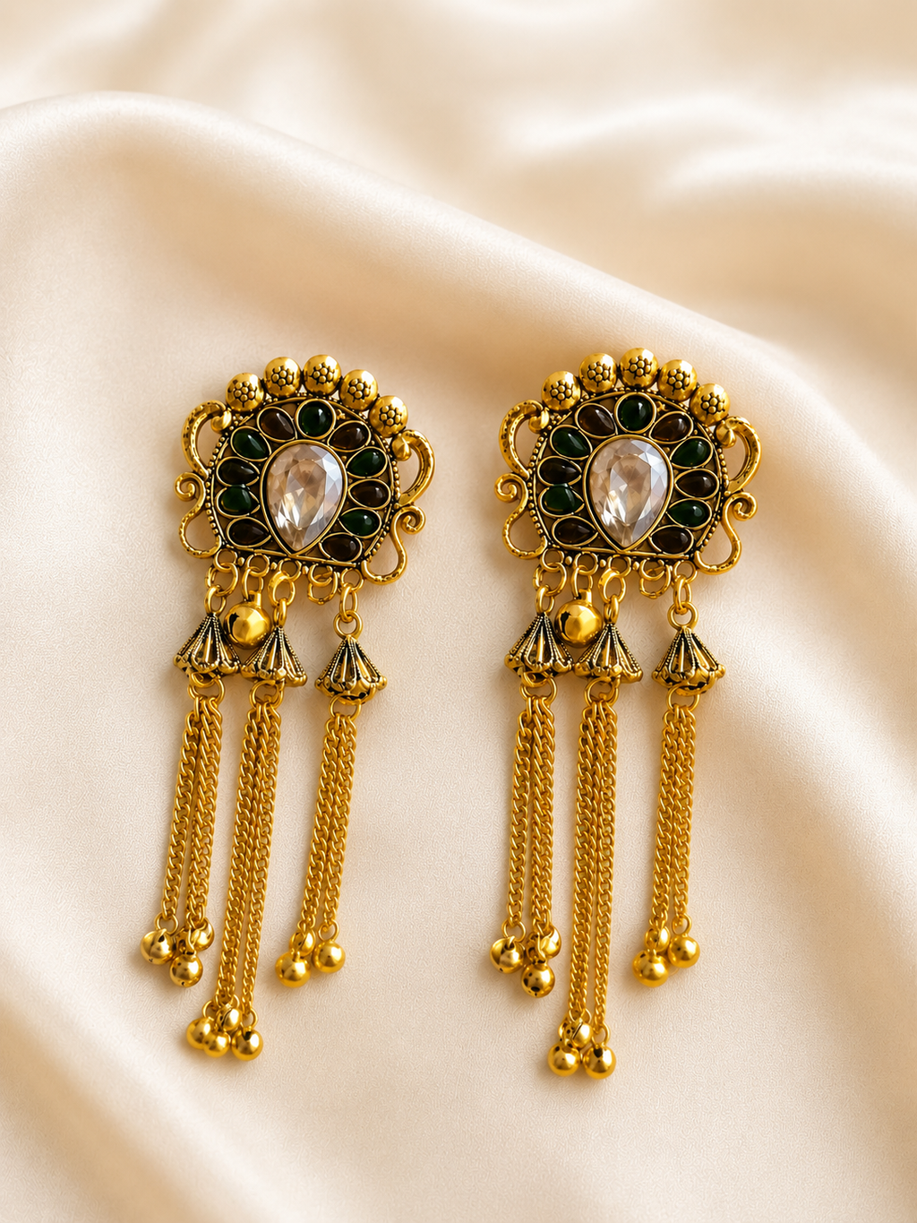 Emerald Tassel Earrings