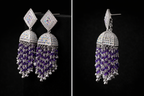 Royal Amethyst Statement Jhumkas | Silver Tone & Purple Beadwork