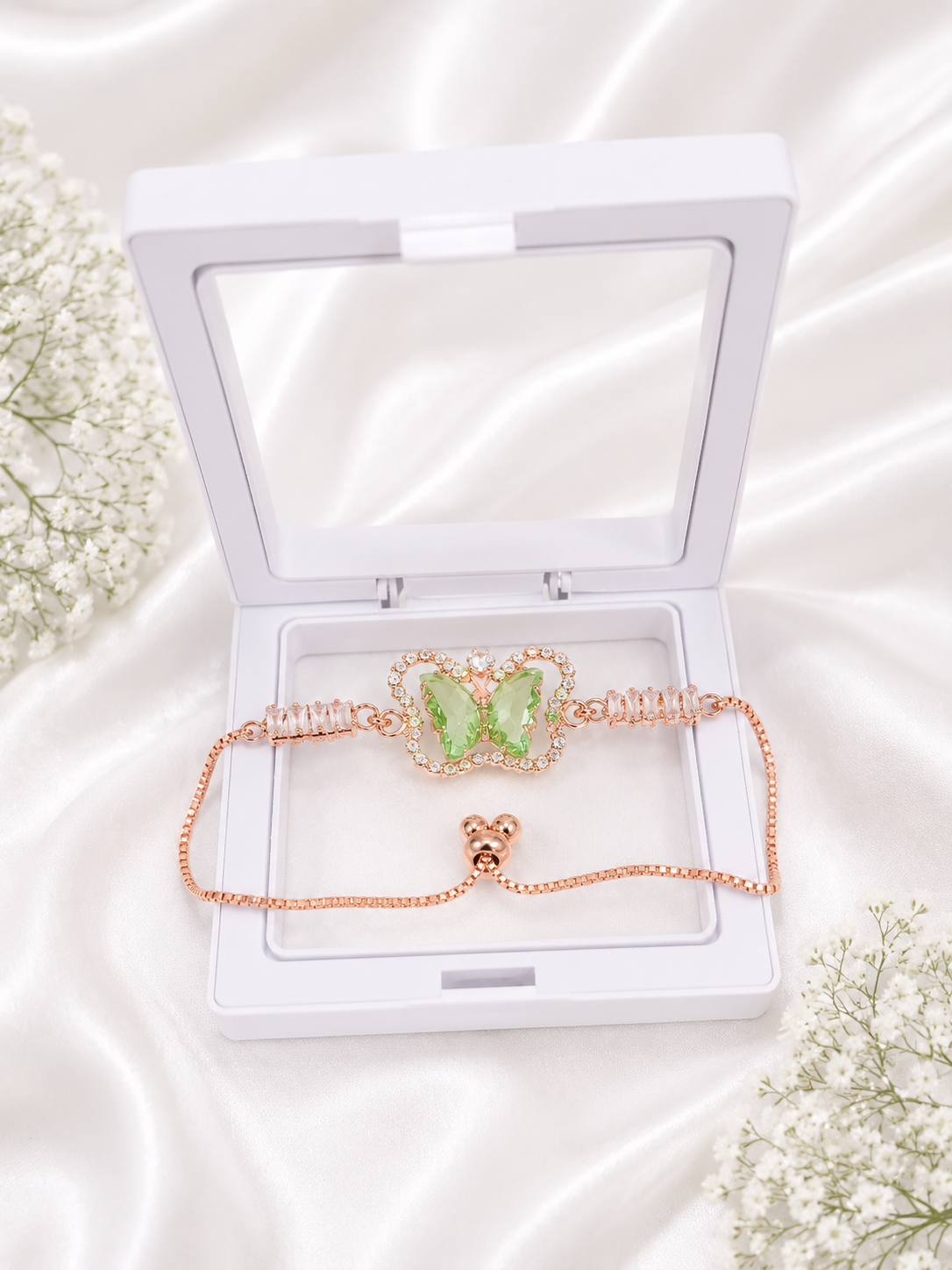 Luxury Butterfly Crystal Bracelet for Women & girl | Adjustable Rose Gold Plated Bracelet | Elegant Party Wear Jewelry