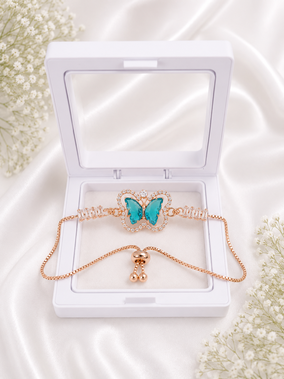Luxury Butterfly Crystal Bracelet for Women & girl | Adjustable Rose Gold Plated Bracelet | Elegant Party Wear Jewelry