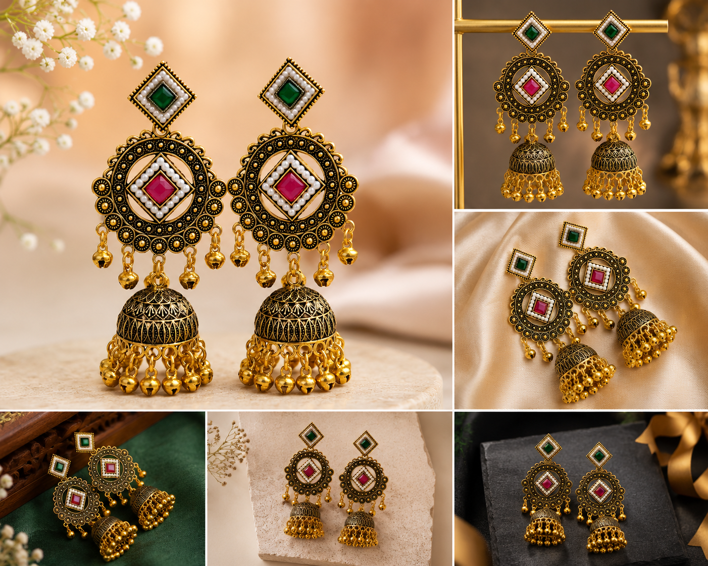 Antique Gold Jhumkas