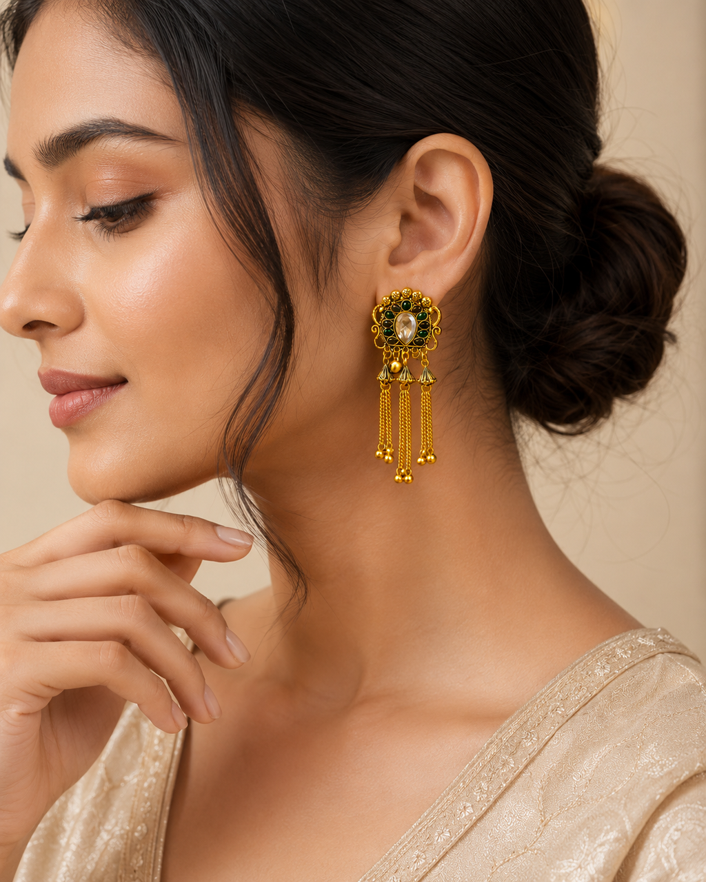 Emerald Tassel Earrings