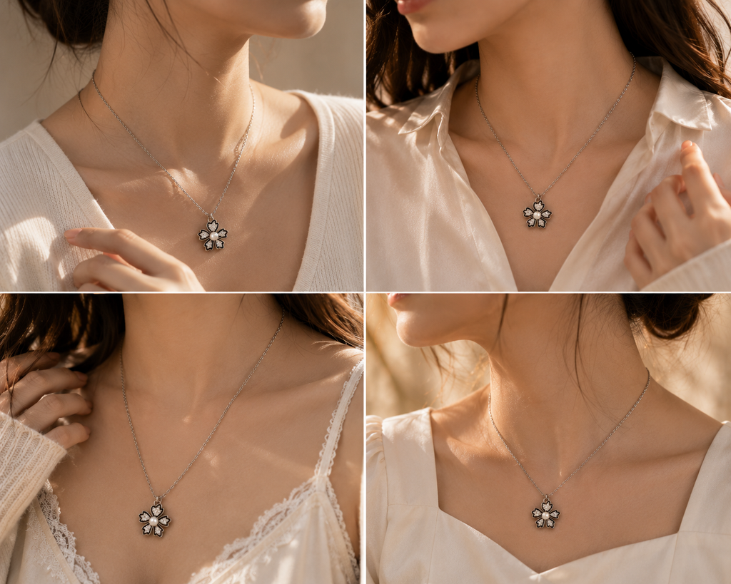 Elegant Silver Flower Pendant Necklace