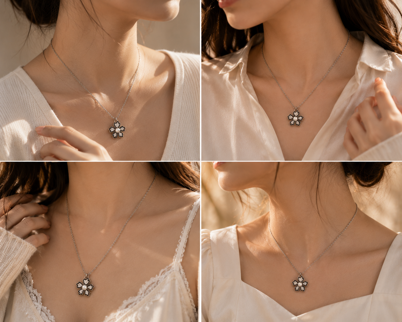 Elegant Silver Flower Pendant Necklace