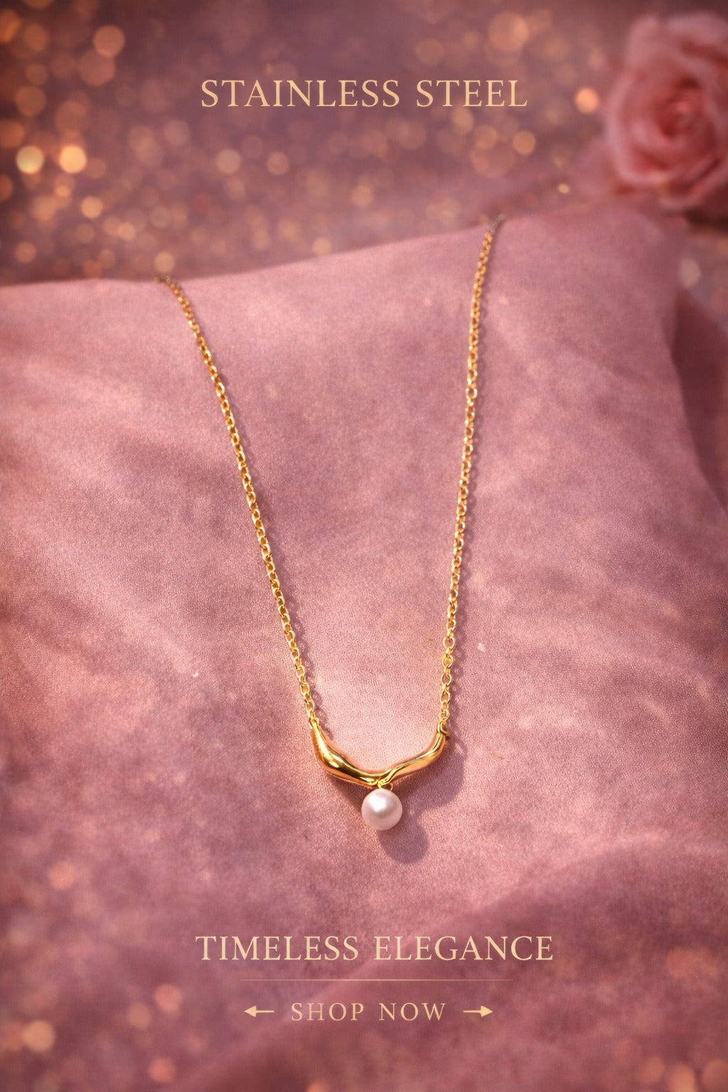 Golden Pearl Pendant Necklace – Timeless Elegance