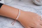Rose Gold Adjustable Tennis Bracelet with Baguette White Stones | Elegant Luxury Bracelet