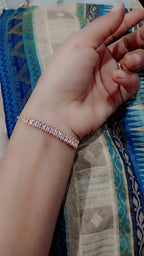 Rose Gold Adjustable Tennis Bracelet with Baguette White Stones | Elegant Luxury Bracelet