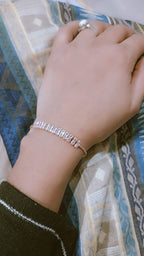Rose Gold Adjustable Tennis Bracelet with Baguette White Stones | Elegant Luxury Bracelet