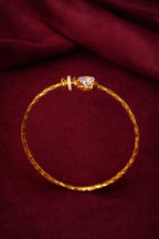 Royal Sparkle Gold-Plated Openable Kada Bracelet with Solitaire Stone