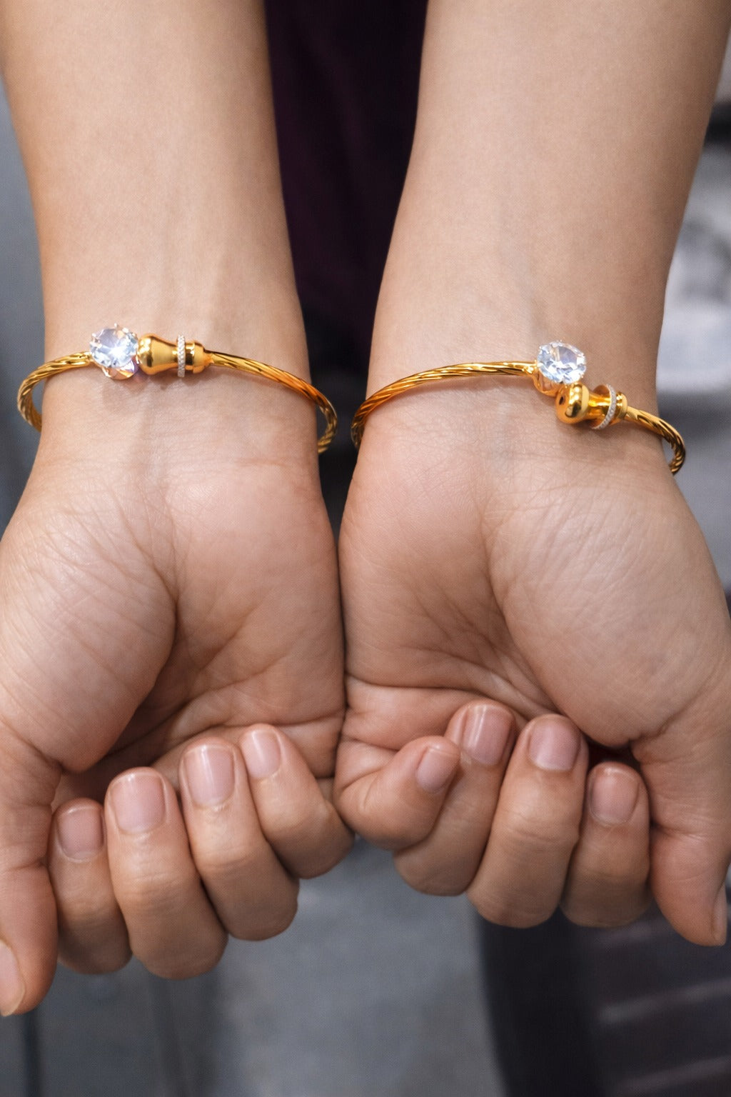 Royal Sparkle Gold-Plated Openable Kada Bracelet with Solitaire Stone