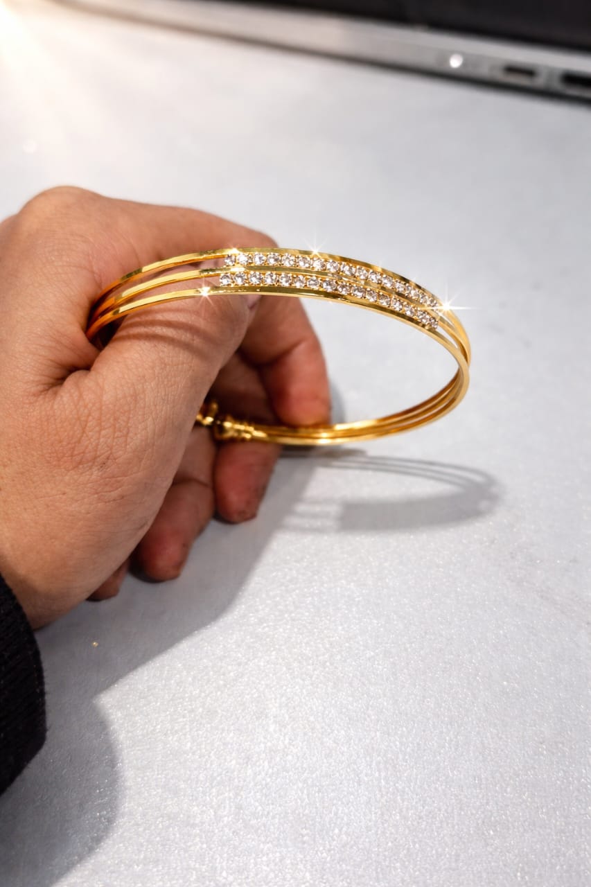 Party Wear Golden Bangles with Pearl Designer Pendant Set